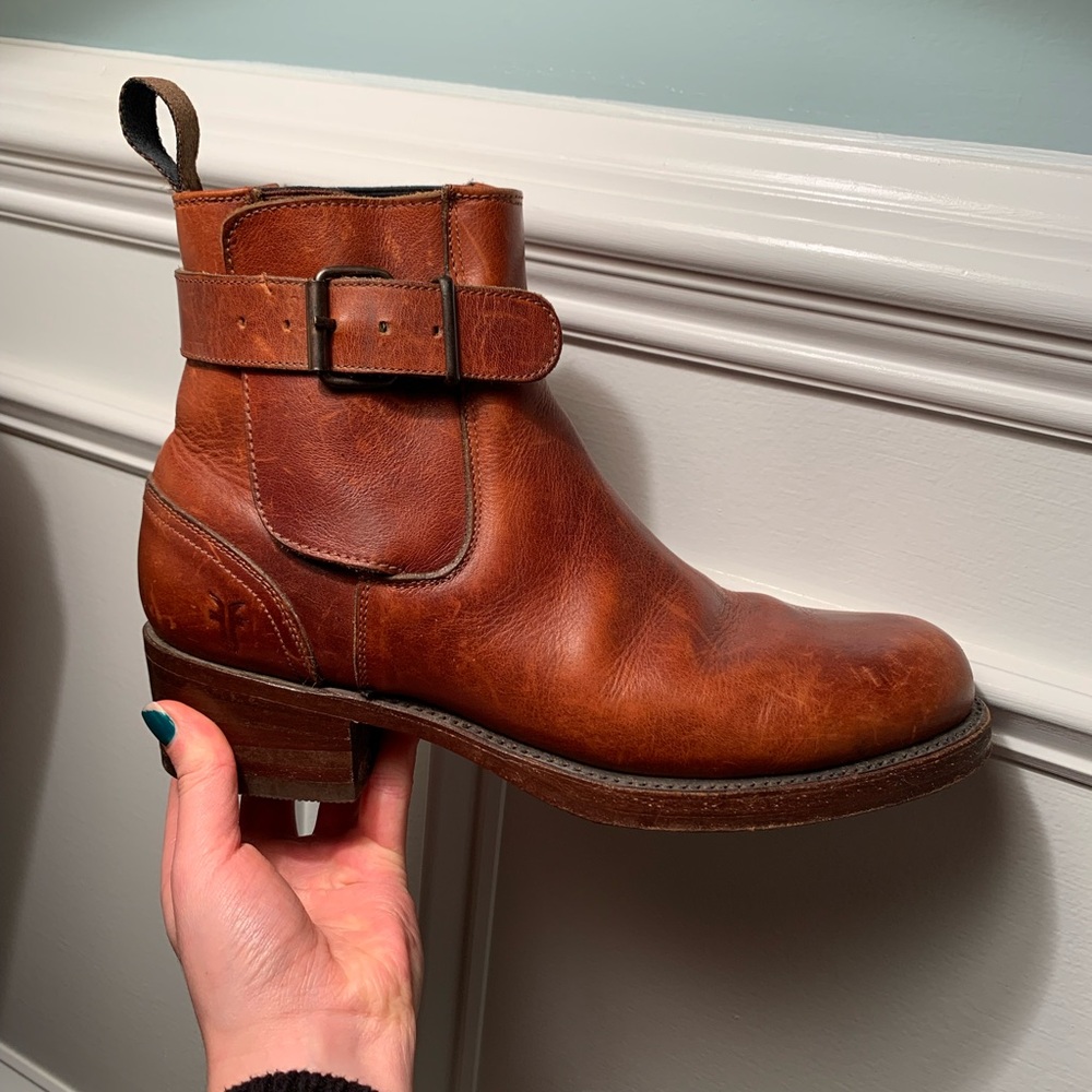 Brown Frye Booties with Buckle
